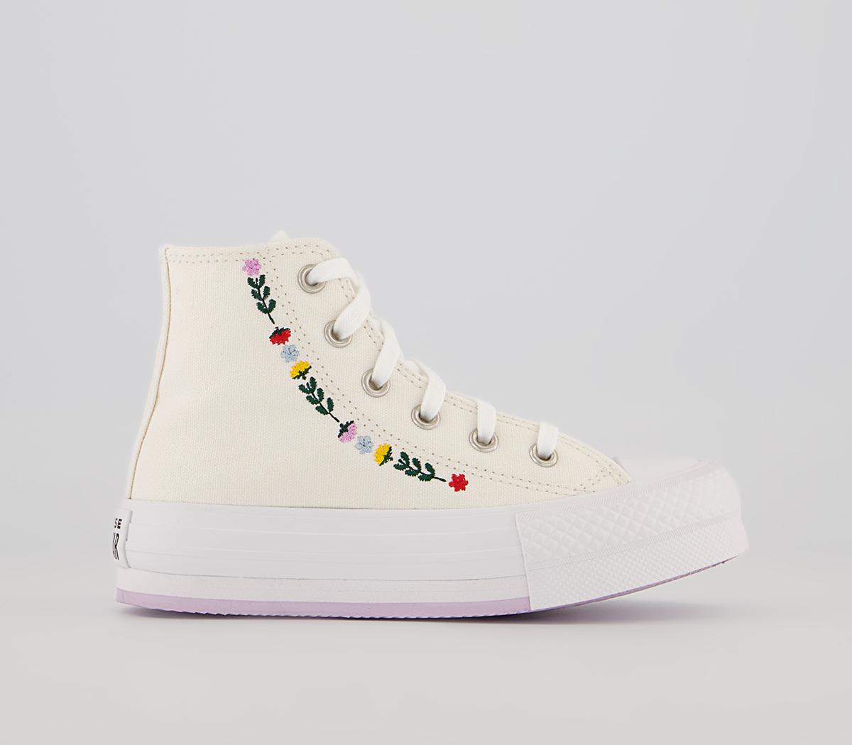 ConverseAll Star Eva Lift Hi Youth TrainersVintage White Floral Festival