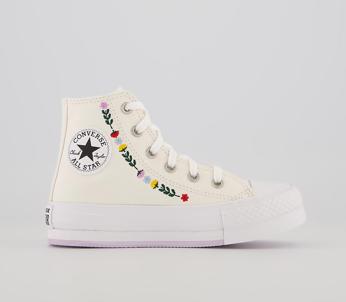 Converse All Star Eva Lift Hi Youth Trainers Converse All Star Eva Lift Hi Youth Trainers Vintage White Floral Festival