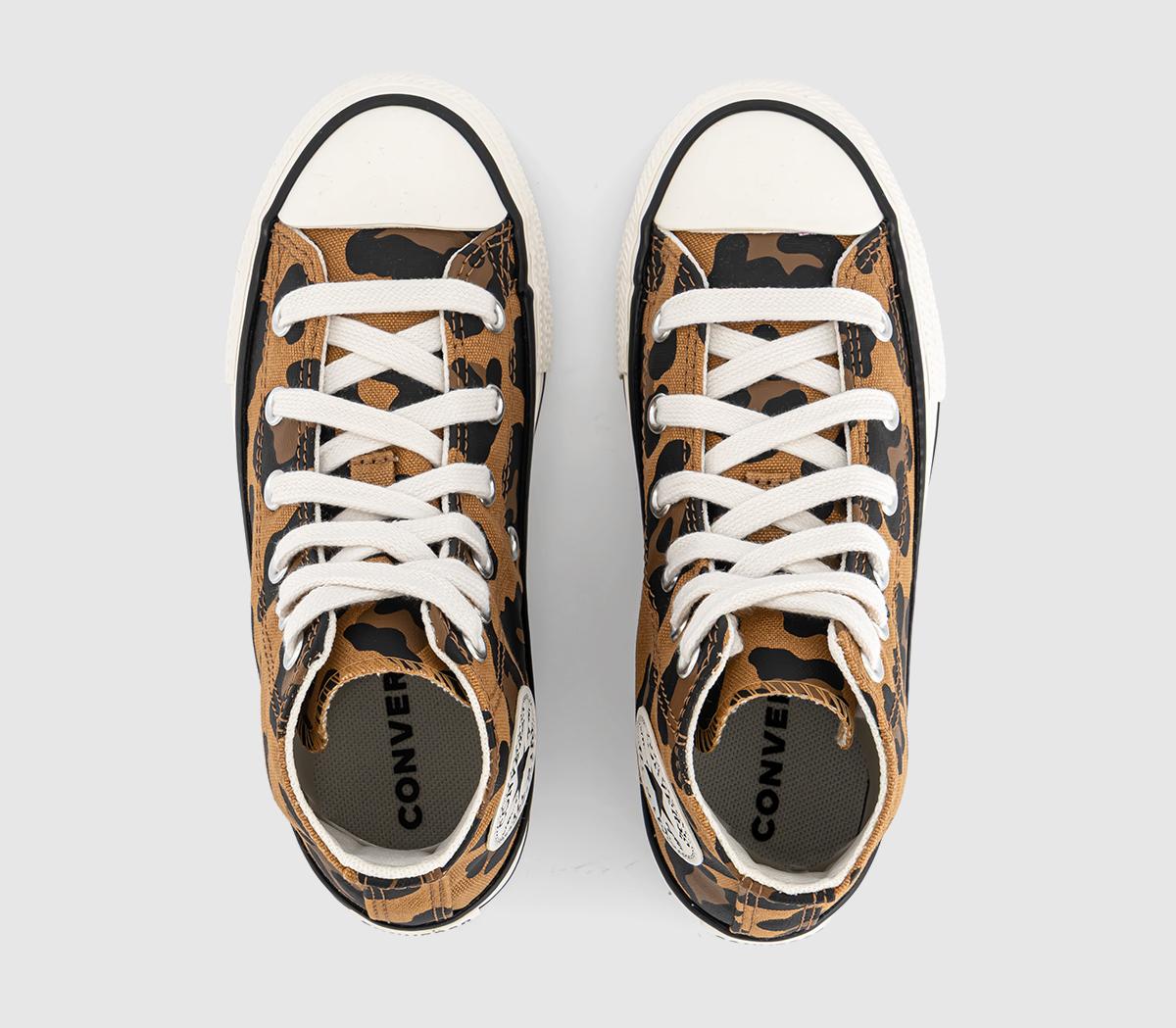 ConverseAll Star Eva Lift Hi Youth TrainersLeopard Vintage White Black