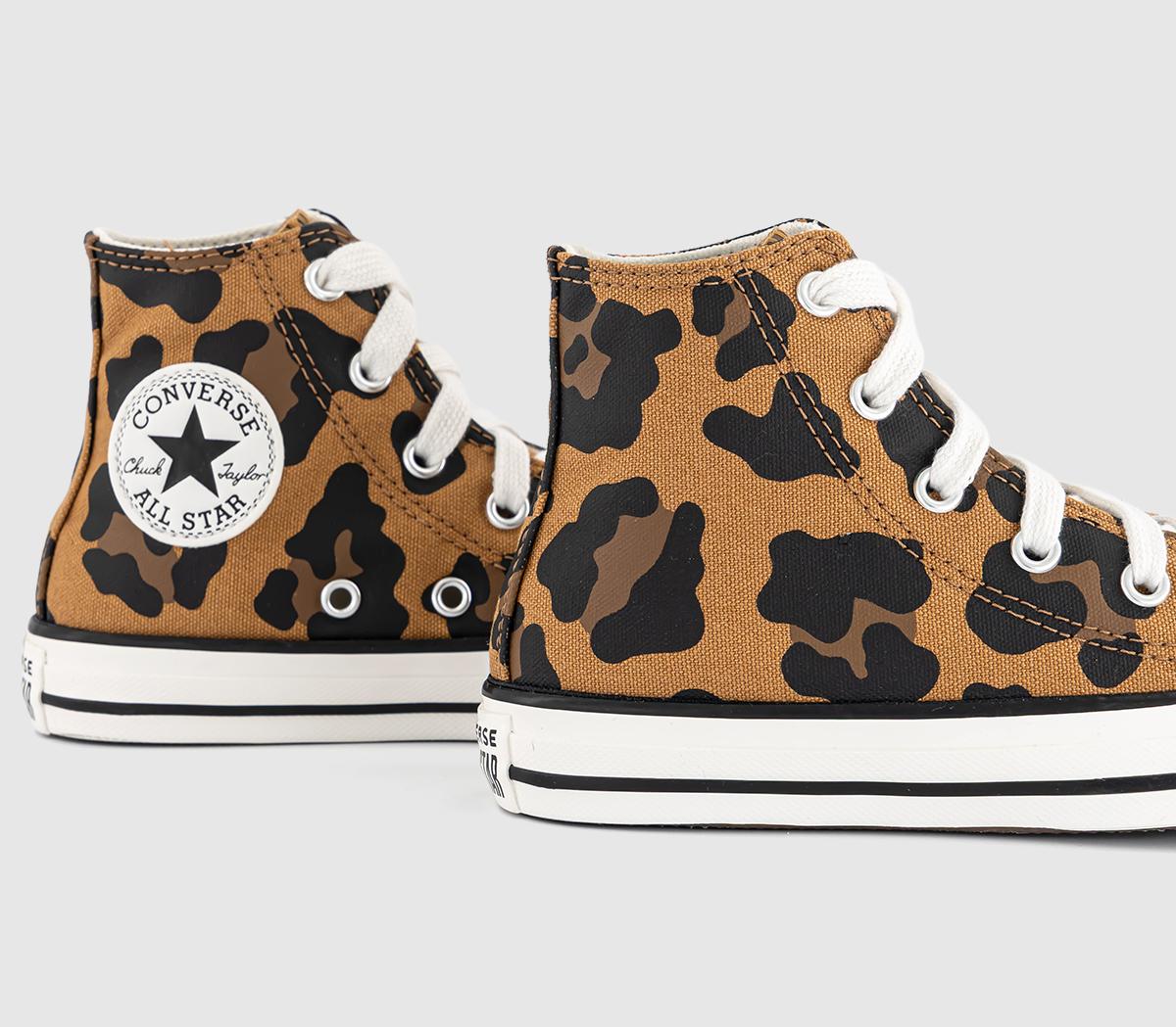 ConverseAll Star Eva Lift Hi Youth TrainersLeopard Vintage White Black