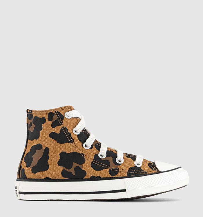 Converse All Star Eva Lift Hi Youth Trainers Leopard Vintage White Black