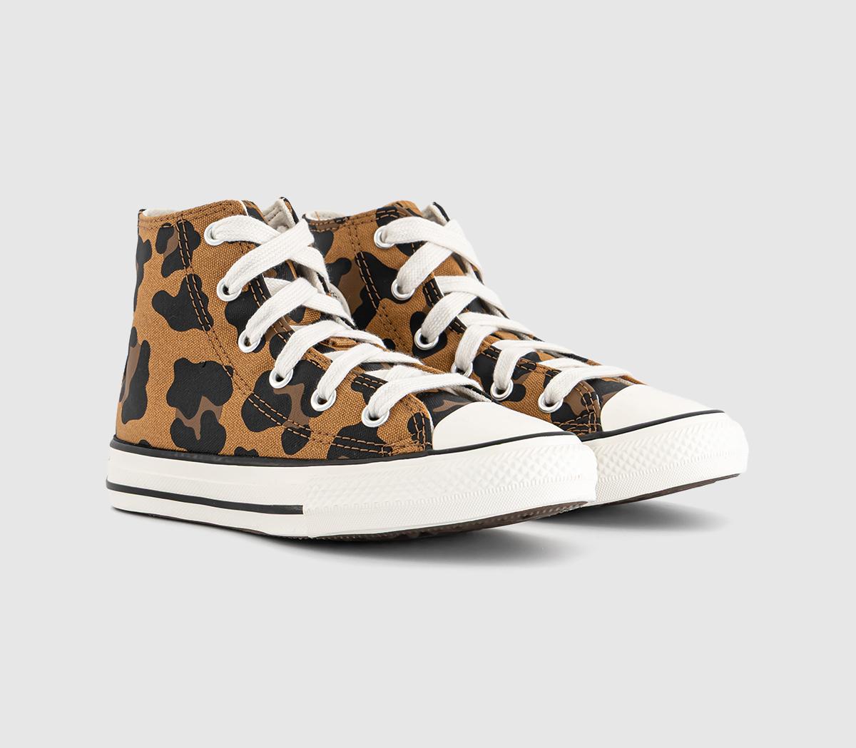 ConverseAll Star Eva Lift Hi Youth TrainersLeopard Vintage White Black