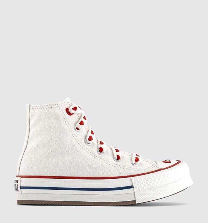 Converse All Star Eva Lift Hi Youth Trainers Vintage White  Heart