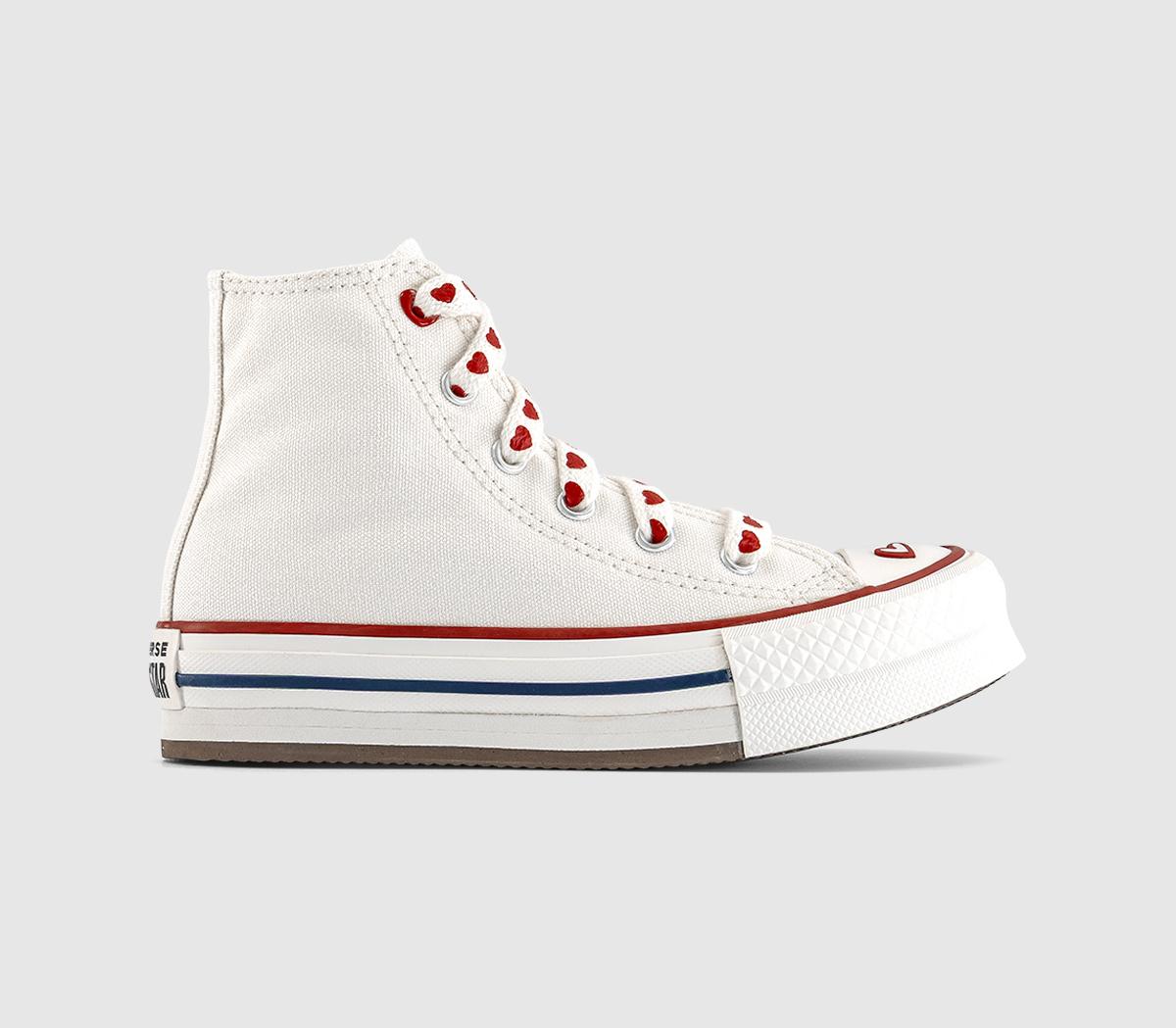 Converse All Star Eva Lift Hi Youth Trainers Vintage Heart White in Kids  Size 1 youth, Office Shoes