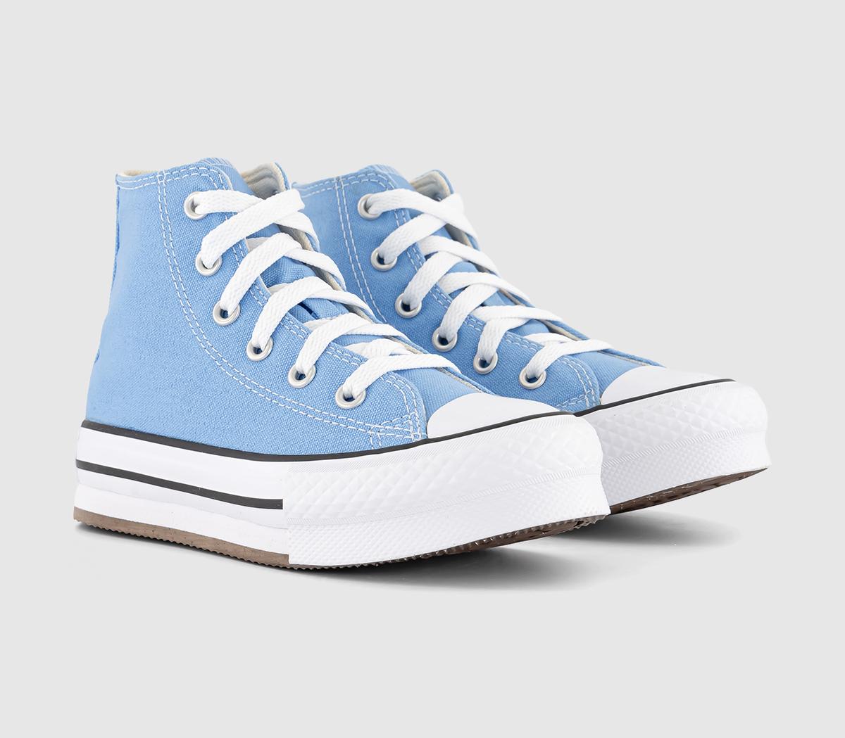 Converse Kids All Star Eva Lift Hi Youth Trainers Light Blue White Black, 11 Youth