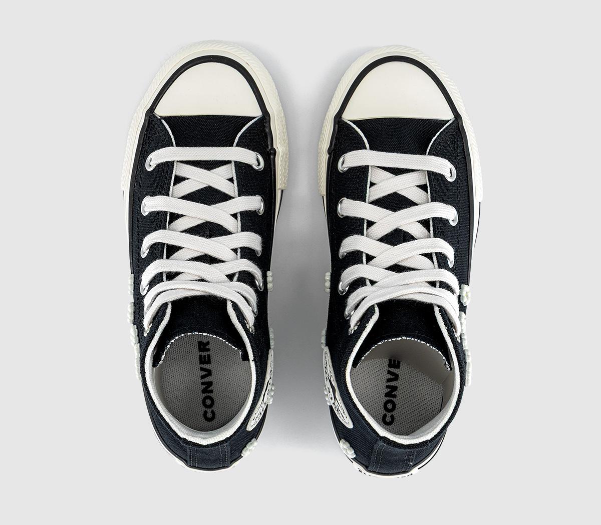 ConverseAll Star Eva Lift Hi Youth TrainersBlack White Floral Beads