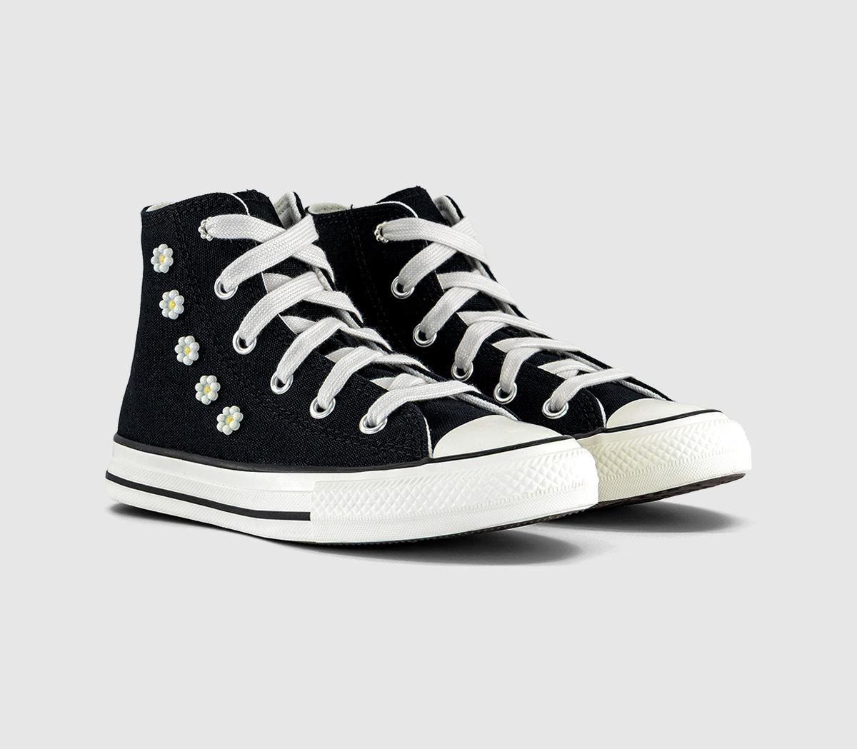 ConverseAll Star Eva Lift Hi Youth TrainersBlack White Floral Beads