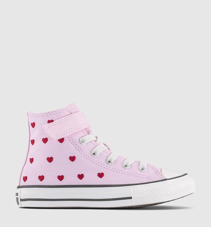 Converse All Star Eva Lift Hi Youth Trainers Bloom Heart Vintage White Black