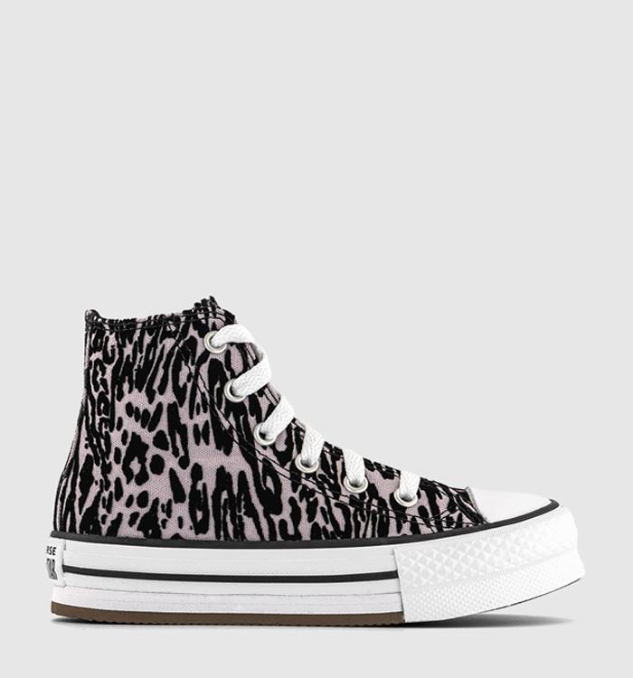 Converse All Star Eva Lift Hi Youth Trainers Leopard Brown Black