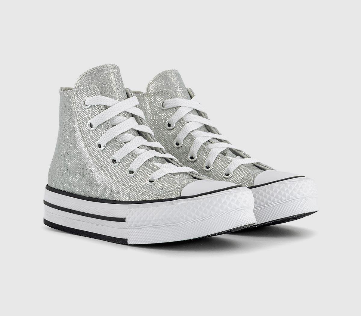 ConverseAll Star Eva Lift Hi Youth TrainersSilver Glitter White Barely Grey