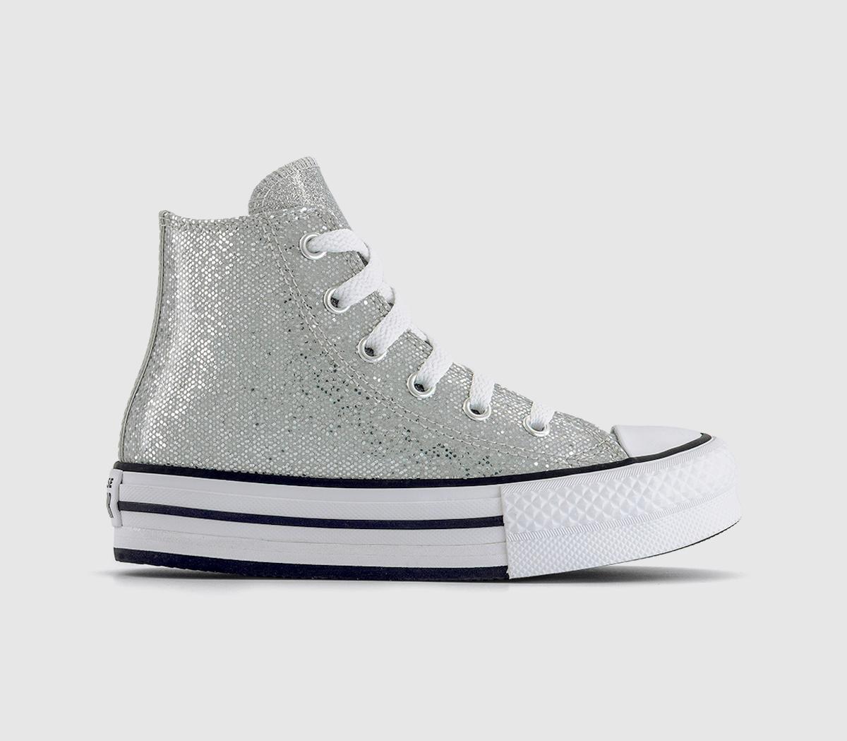 ConverseAll Star Eva Lift Hi Youth TrainersSilver Glitter White Barely Grey