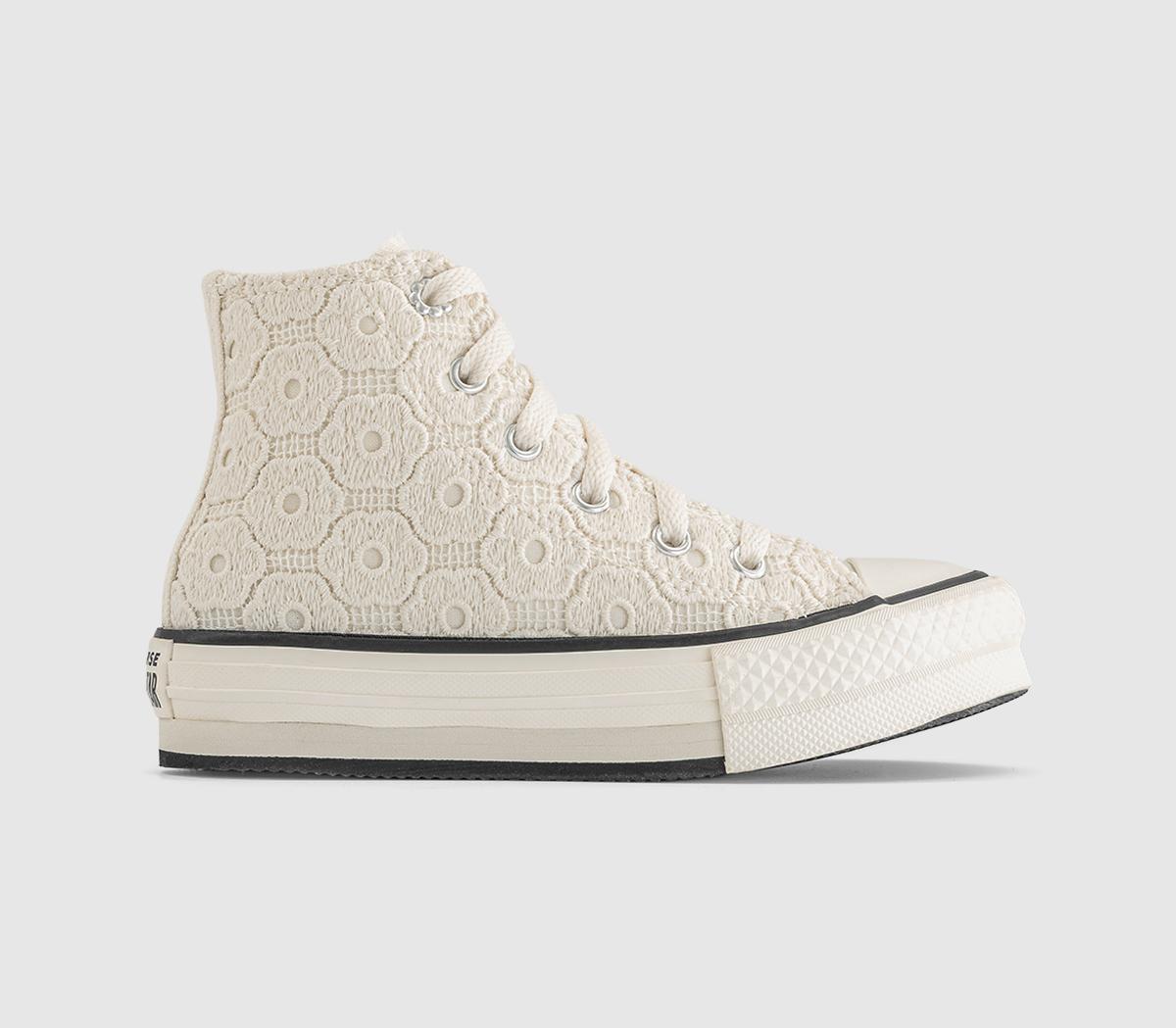 ConverseAll Star Eva Lift Hi Youth TrainersFloral Crochet Egret Black
