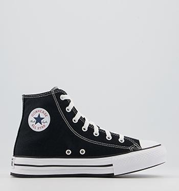 Converse All Star Eva Lift Hi Platform Junior Trainers Black White Black