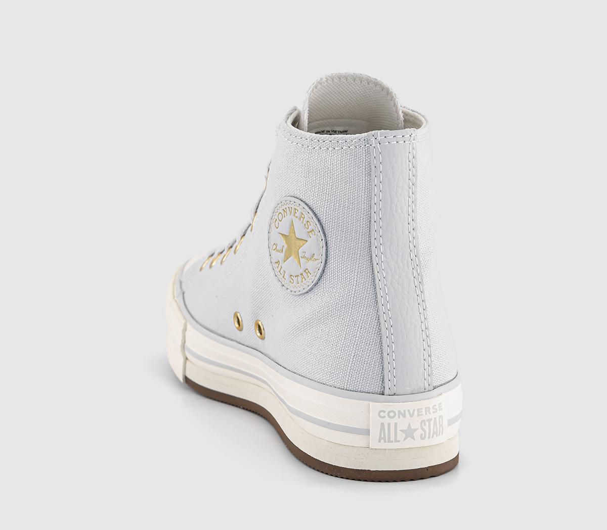 Converse All Star Eva Lift Hi Jnr Trainers Barely Grey Egret Gold - Unisex