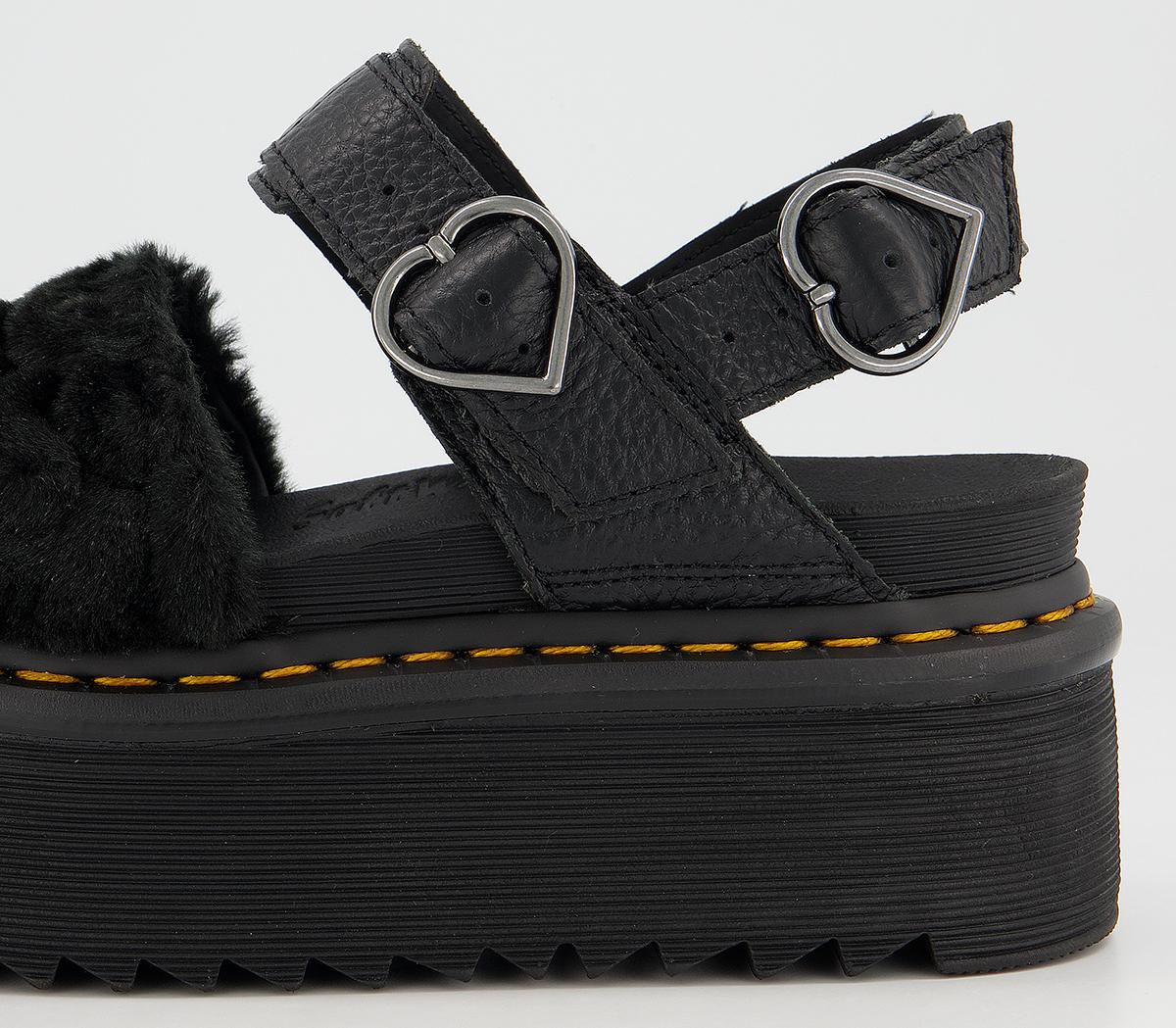 Dr. Martens Voss Quad Fluffy Sandals Black Women’s Sandals