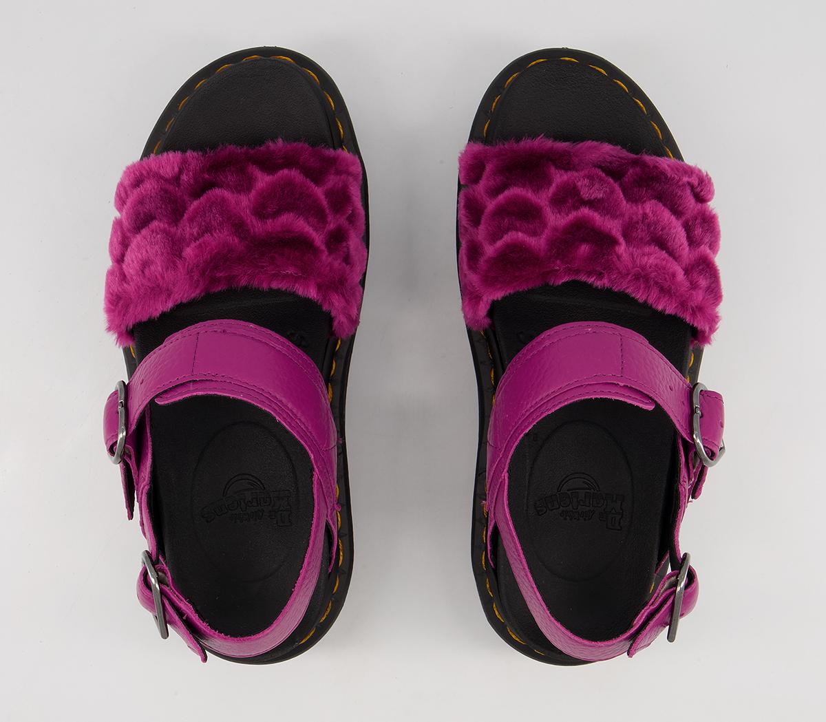 Dr. Martens Voss Quad Fluffy Sandals Fuchsia - Women's Sandals