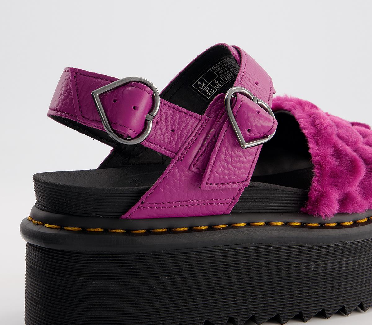 Martens Voss Quad Fluffy Sandals Fuchsia Women's Sandals