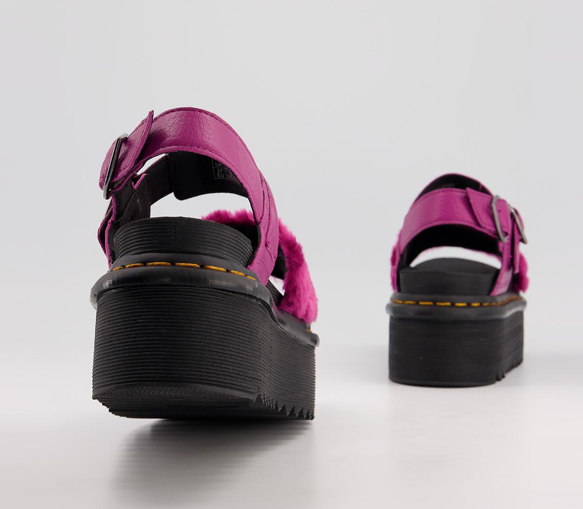 Dr. Martens Voss Quad Fluffy Sandals Fuchsia - Women's Sandals