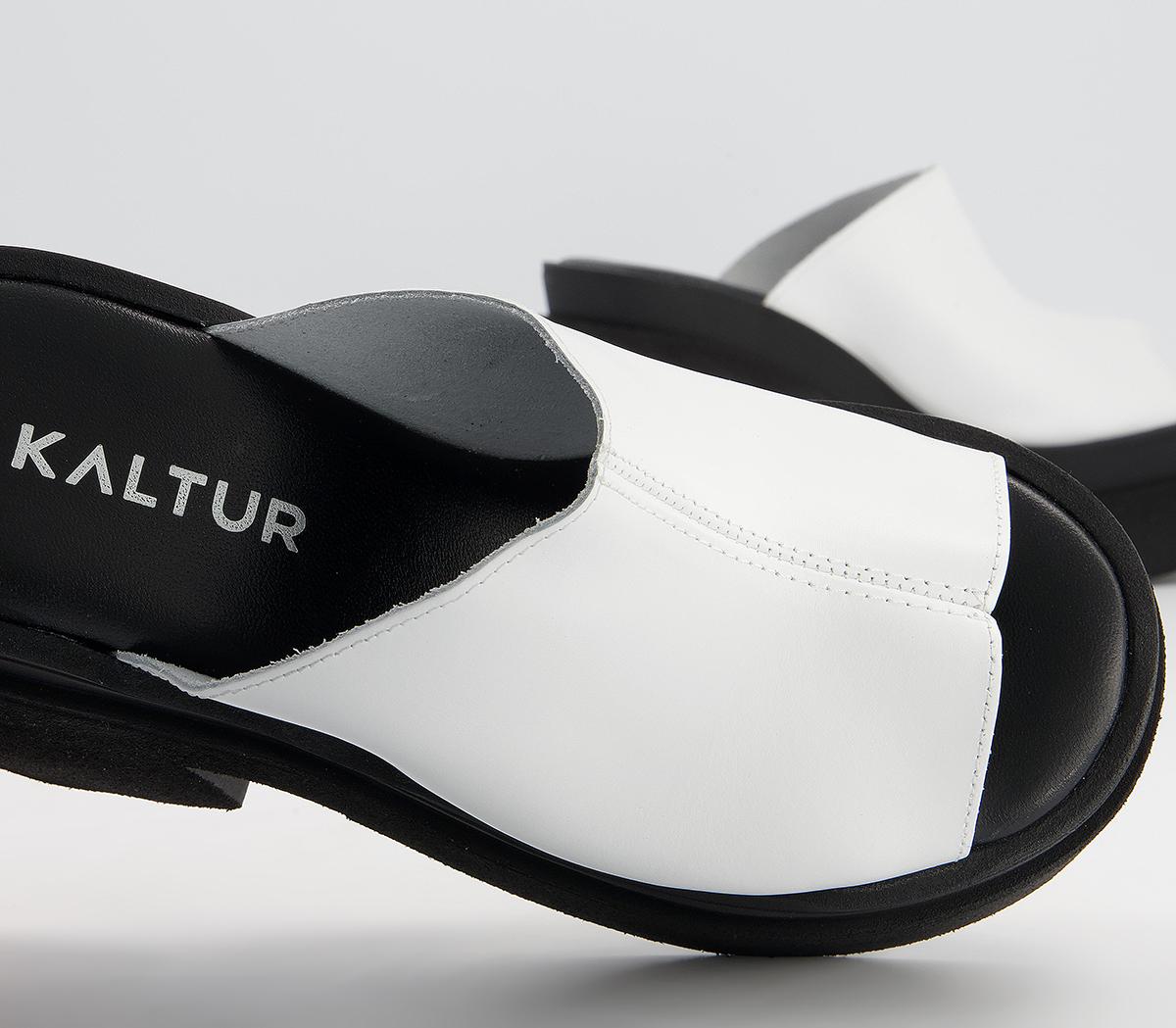 Kaltur Heeled Mules Black White - Mid Heels