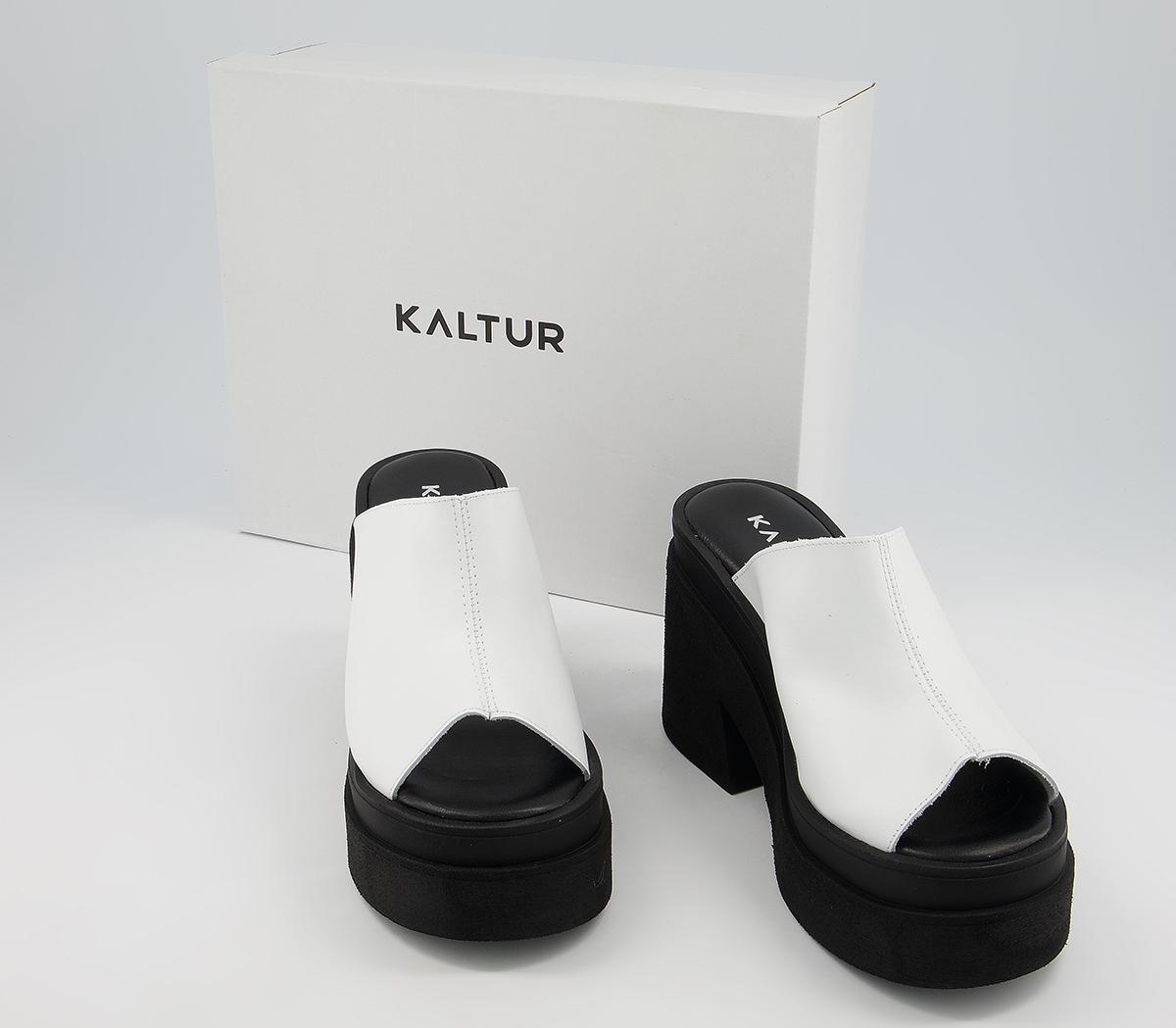 Kaltur Heeled Mules Black White - Mid Heels