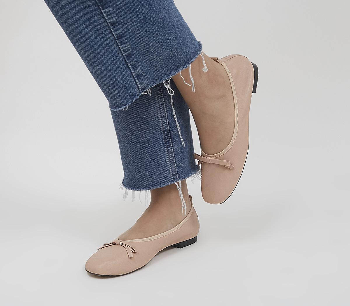 OFFICE Forefront Soft Unlined Ballet Pumps Soft Nude Leather