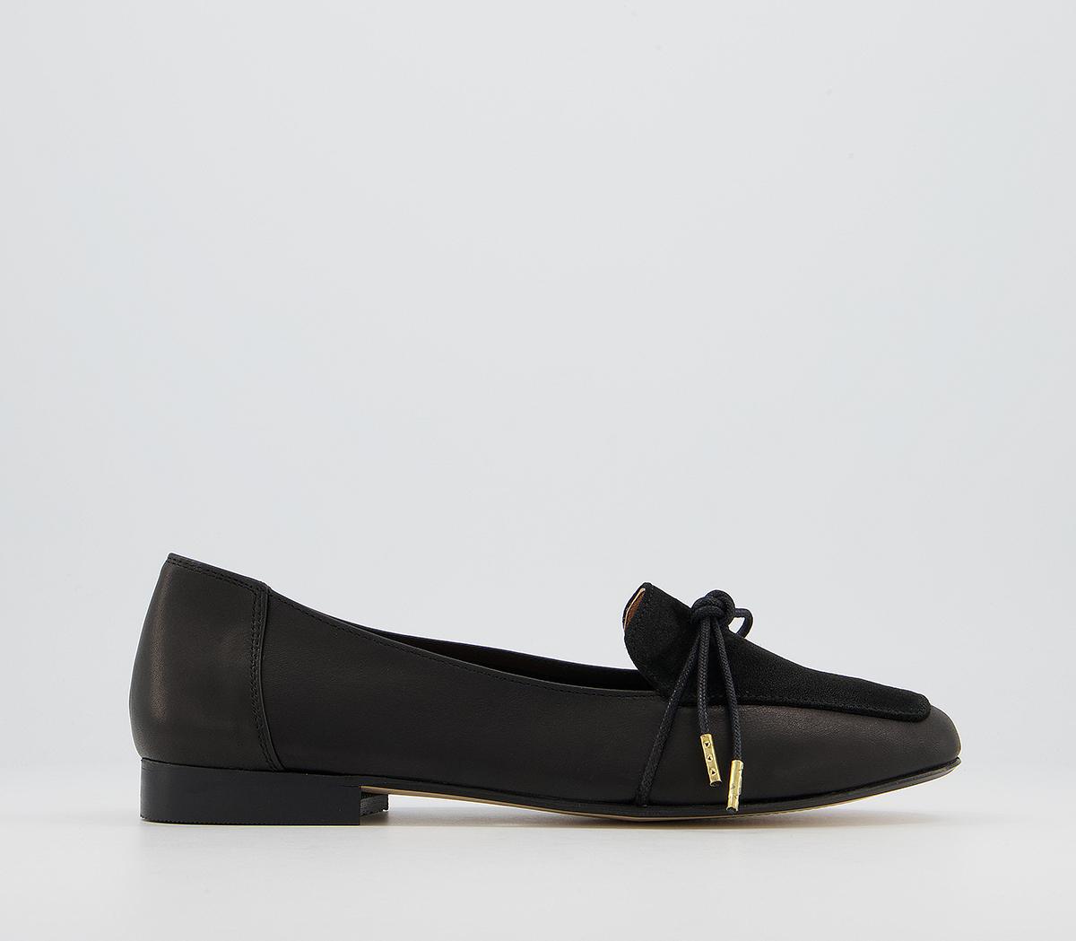 OfficeFlashlight Slim Bow LoafersBlack Leather Suede Mix