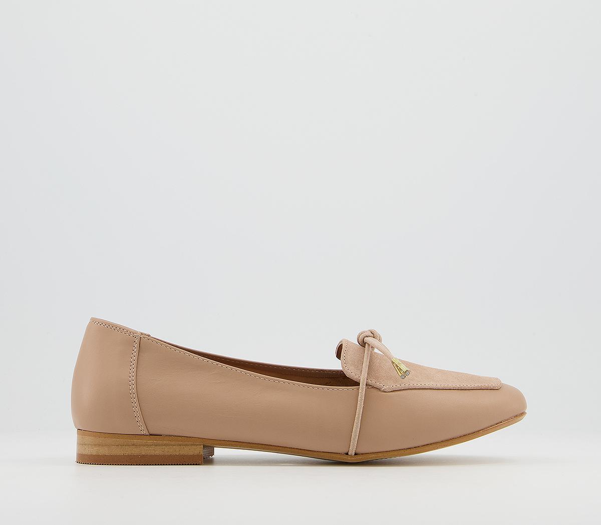 OfficeFlashlight Slim Bow LoafersNude Leather Suede Mix