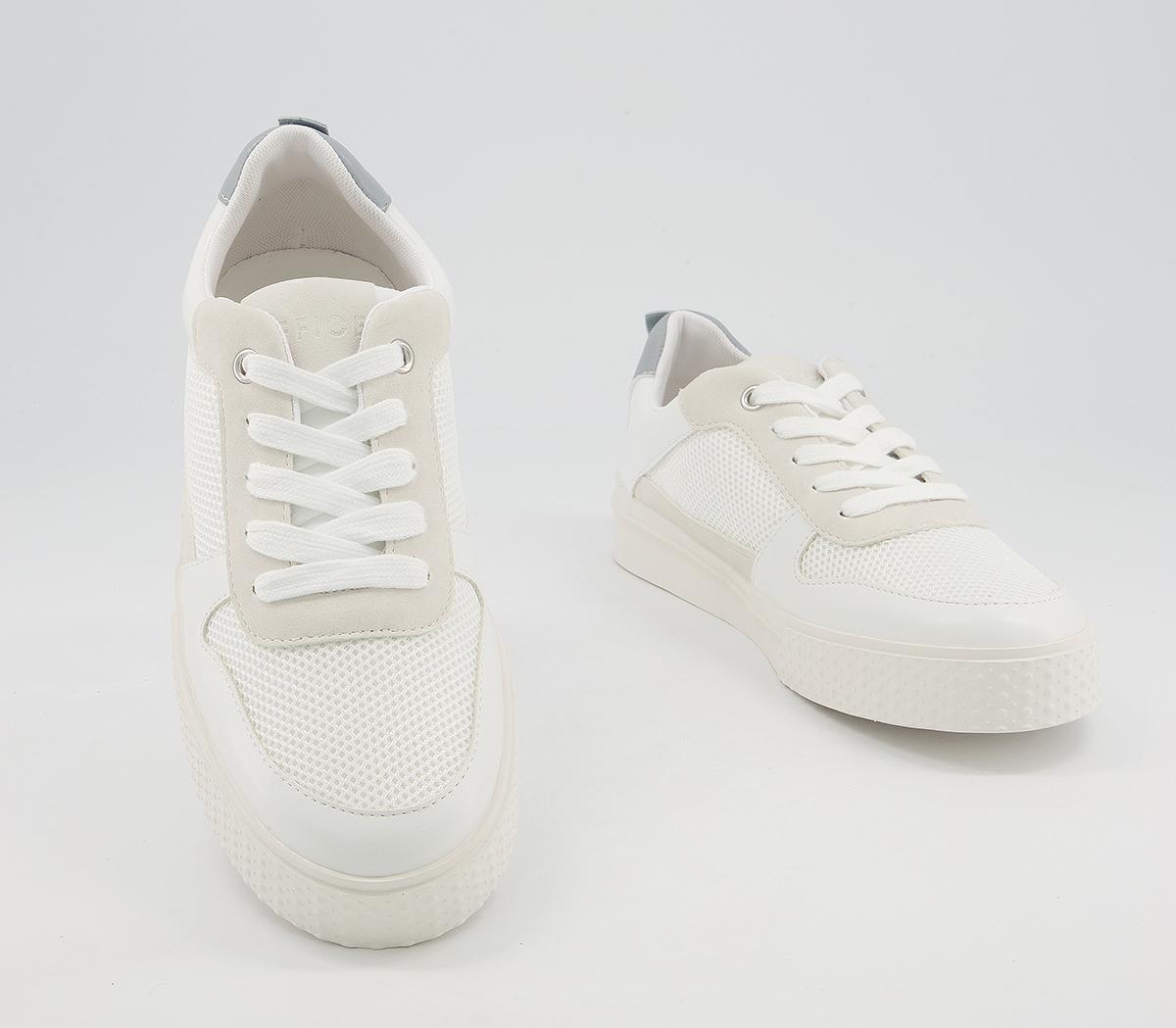 OFFICE Forwards Textured Sole Lace Up Trainers White Blue Nude Mix ...
