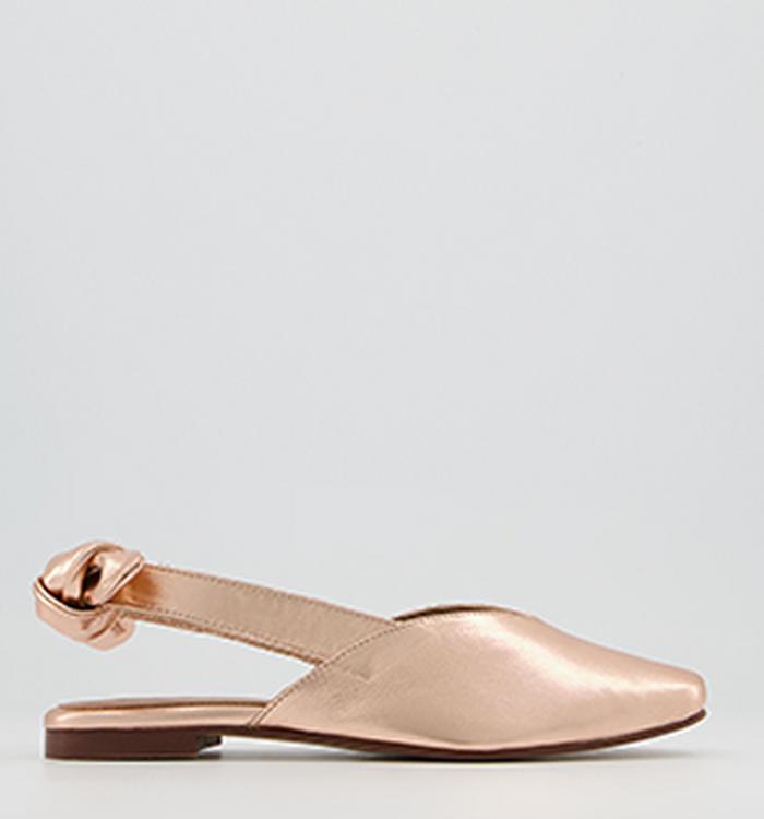 Office Farran Soft Bow Slingback Flats Soft Rose Gold Leather