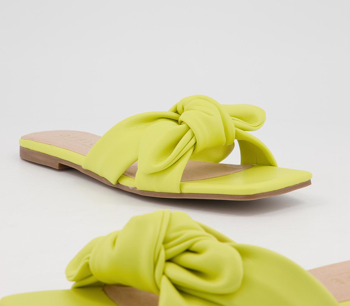 OFFICE Stories Square Toe Bow Mules Chartreuse - Women’s Sandals