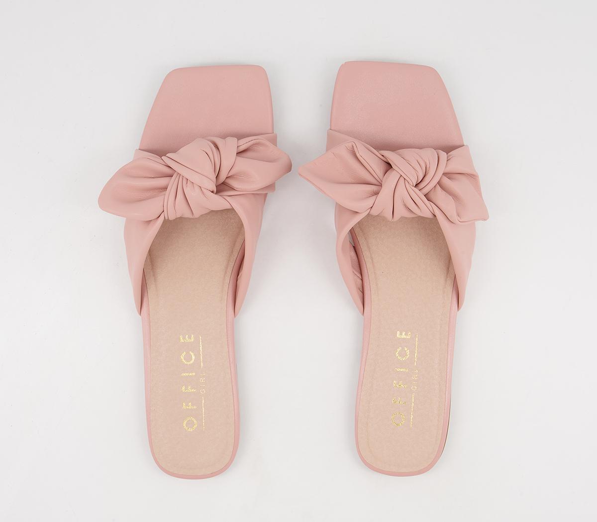 Office Stories Square Toe Bow Mules Office Stories Square Toe Bow Mules Light Pink