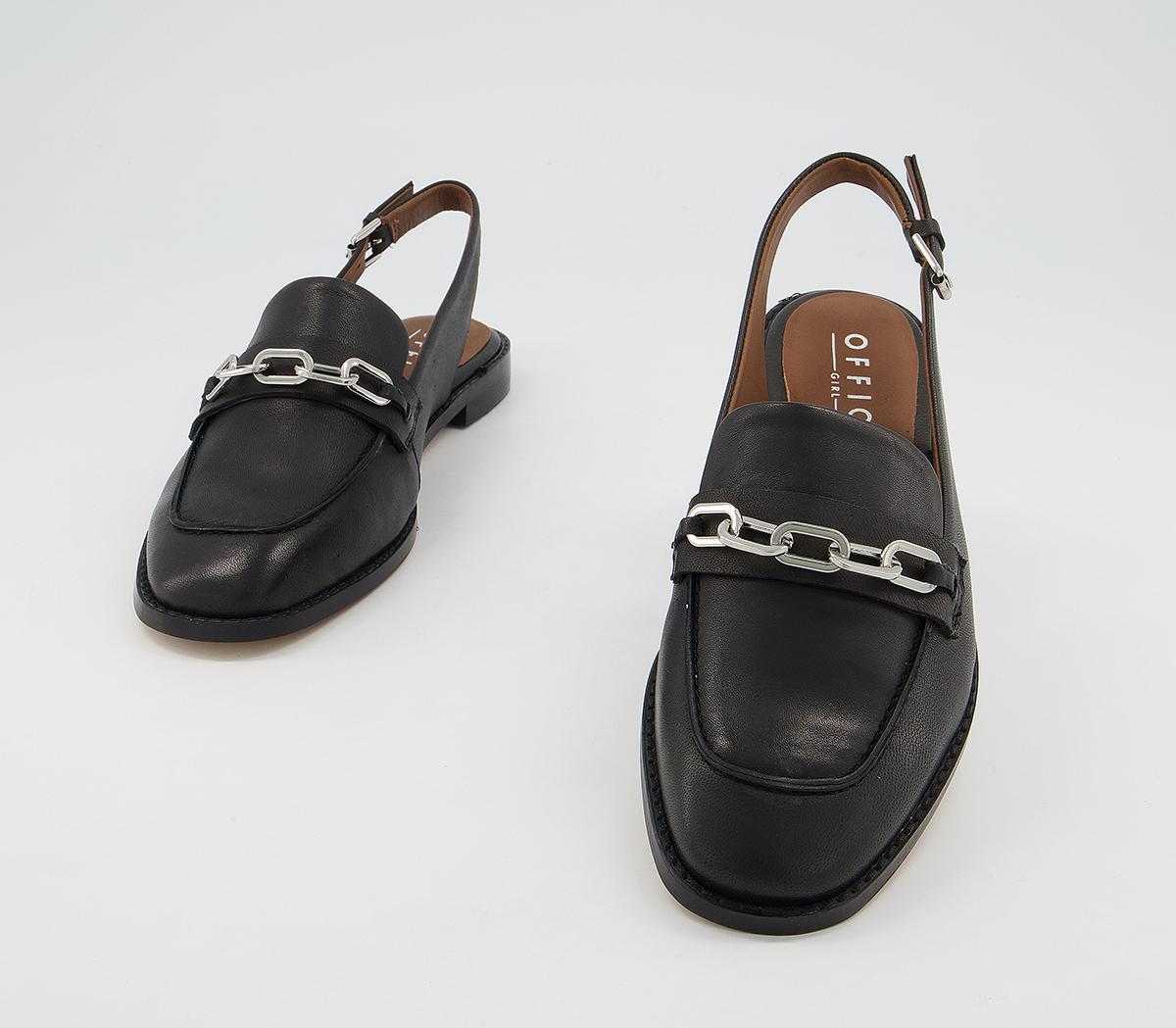 Office Fairen Slingback Hardware Flat Loafers Office Fairen Slingback Hardware Flat Loafers Black Leather