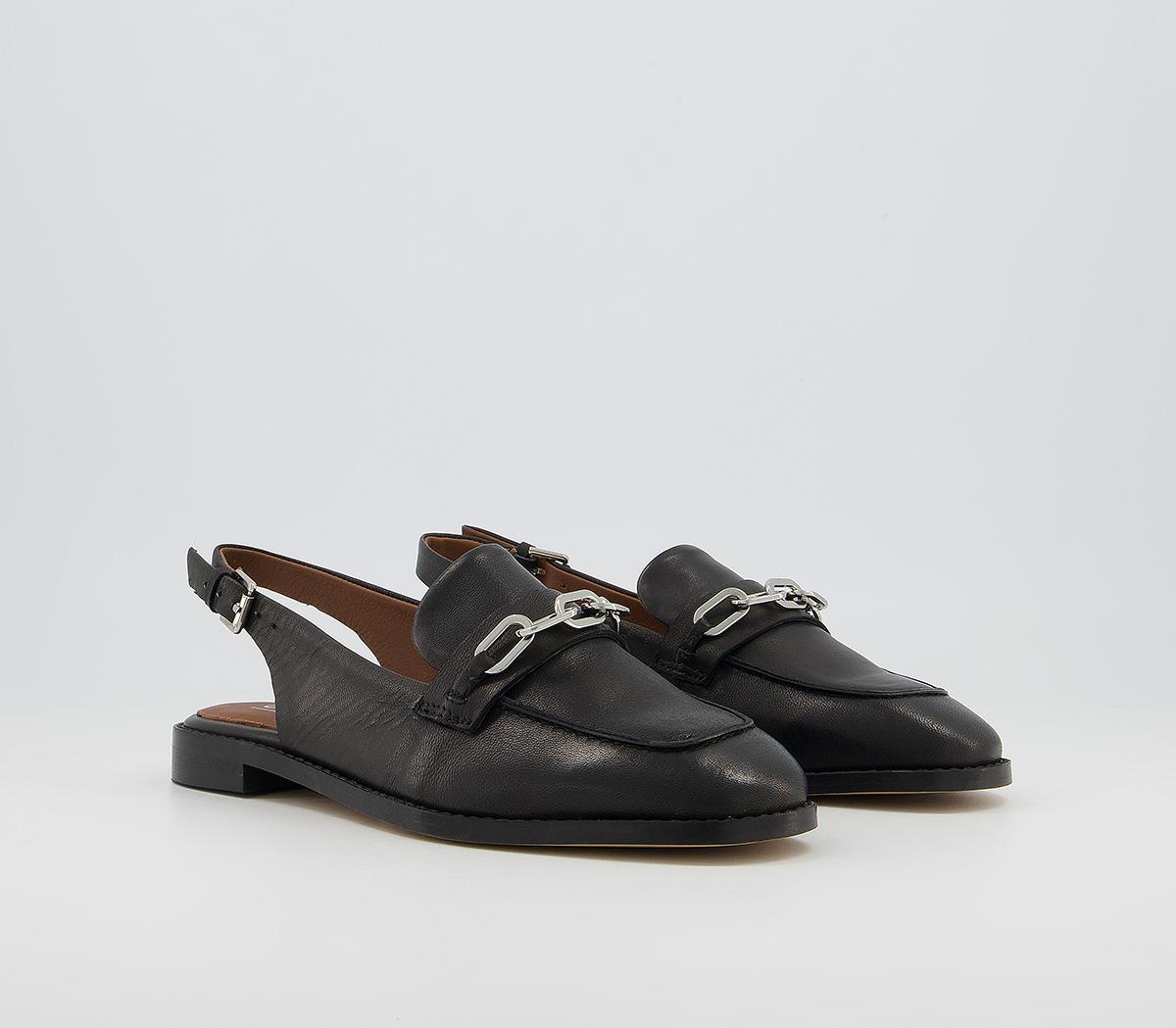 Office Fairen Slingback Hardware Flat Loafers Office Fairen Slingback Hardware Flat Loafers Black Leather
