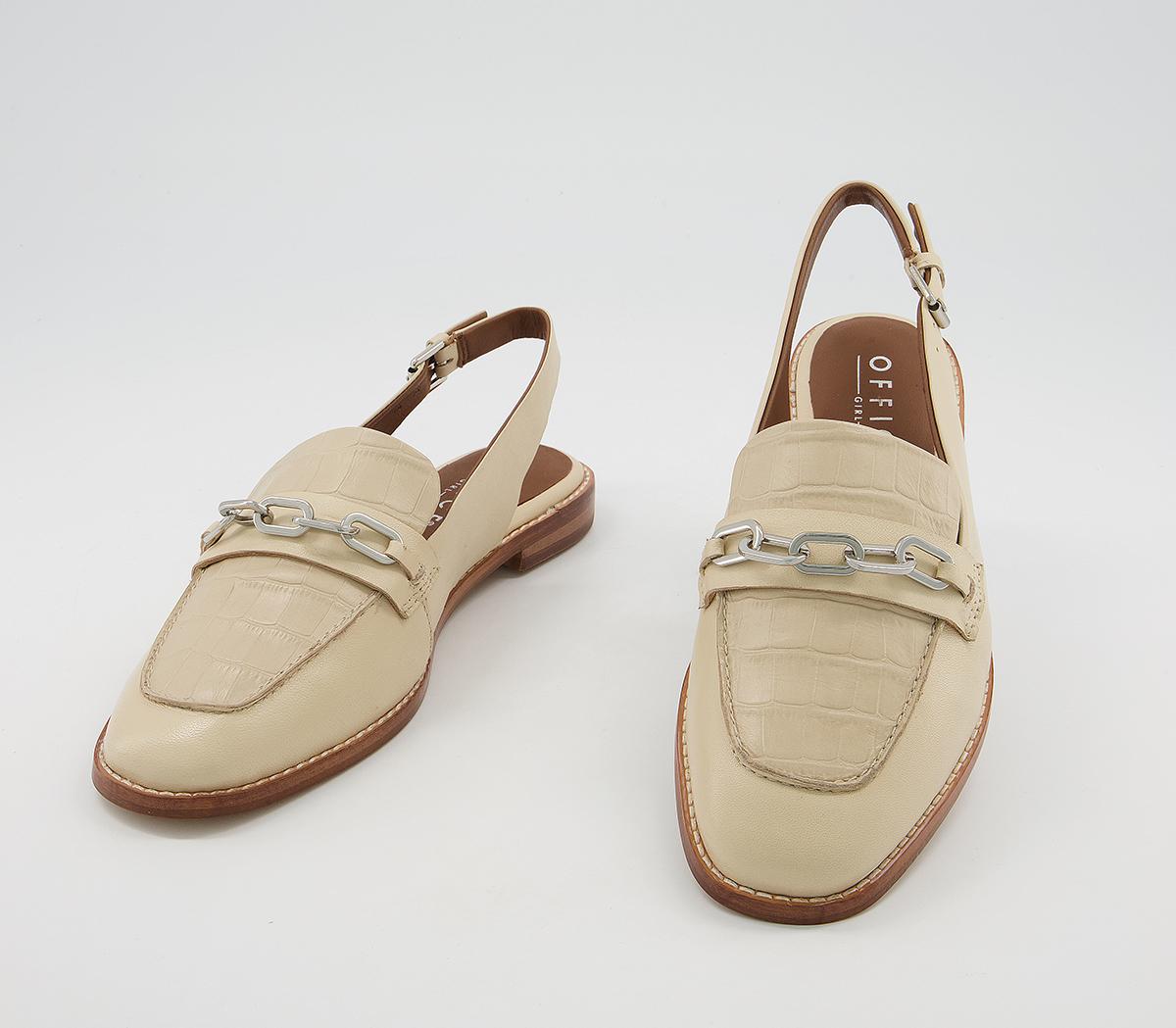 OFFICEFairen Sling Back With Hardware Loafers OFFICEFairen Sling Back With Hardware LoafersBone Leather Croc Mix