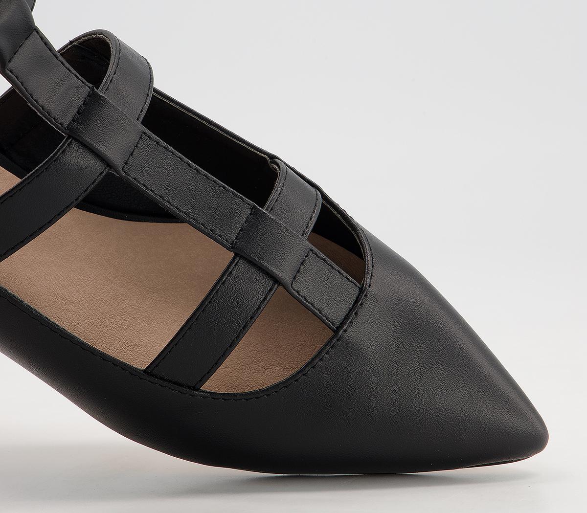 Office Faithless Pointed Ankle Strap Flats Office Faithless Pointed Ankle Strap Flats Black Gold Heel Clip