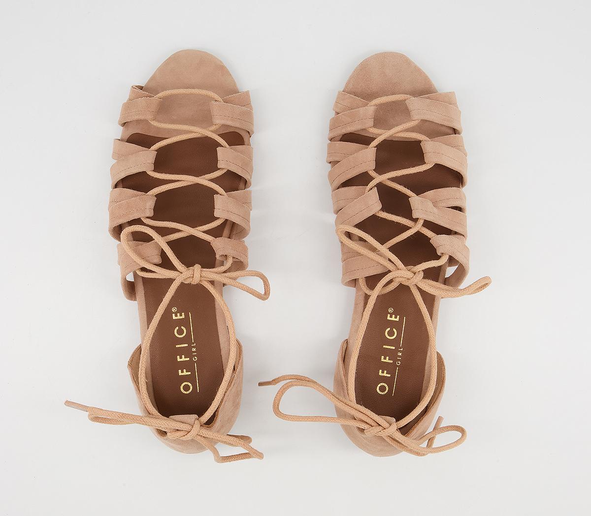 Office Saara Tie Up Sandals Office Saara Tie Up Sandals Nude Leather