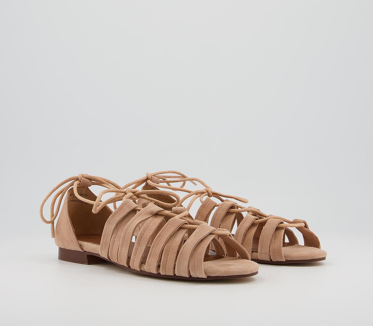 Office Saara Tie Up Sandals Office Saara Tie Up Sandals Nude Leather