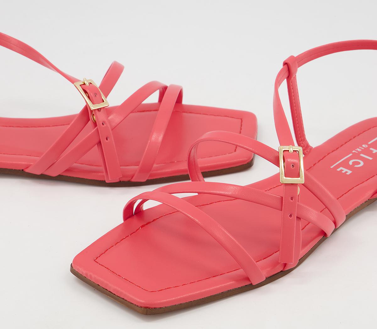 Office Setting Square Toe Strappy Sandals Office Setting Square Toe Strappy Sandals Coral