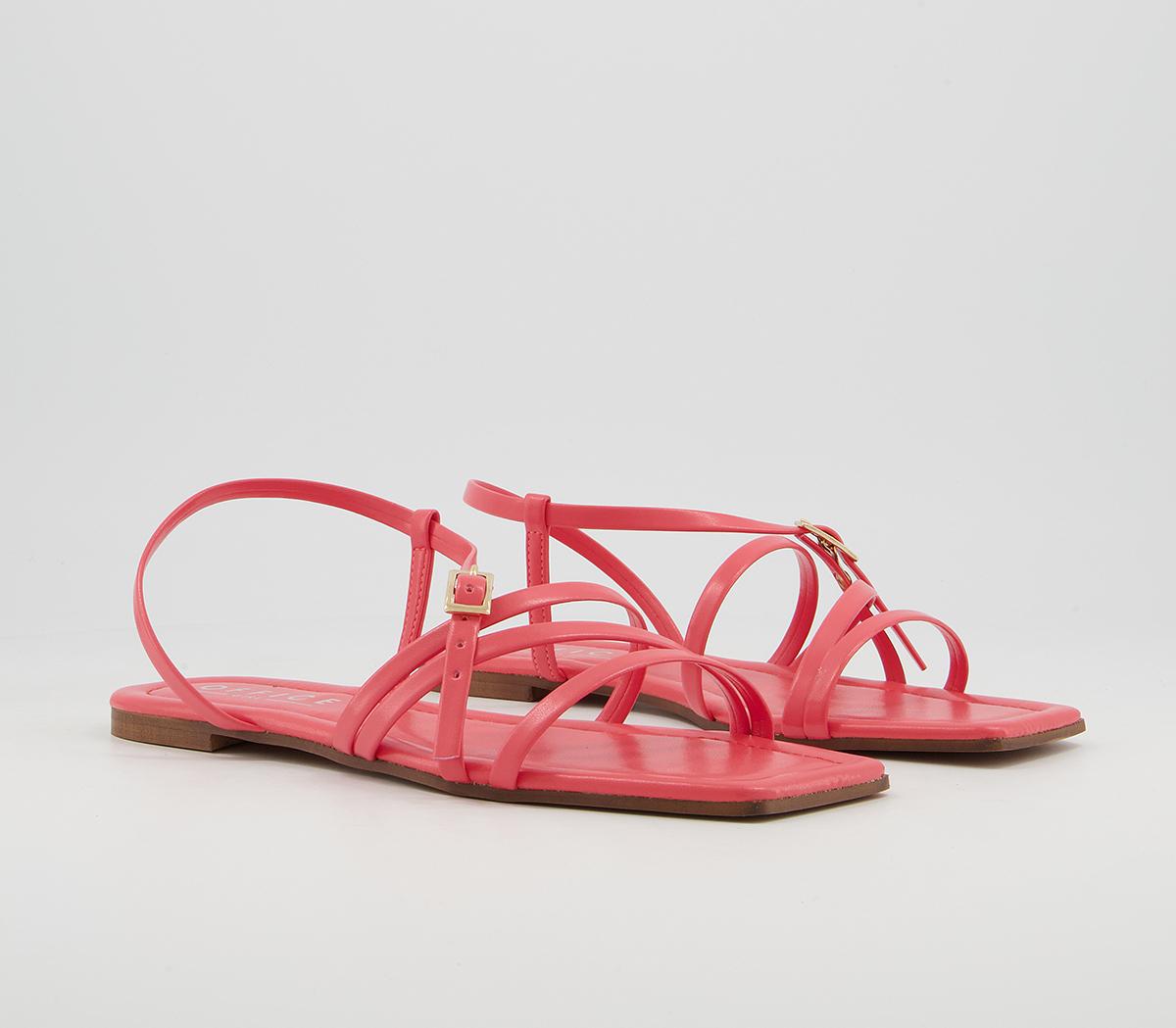 Office Setting Square Toe Strappy Sandals Office Setting Square Toe Strappy Sandals Coral