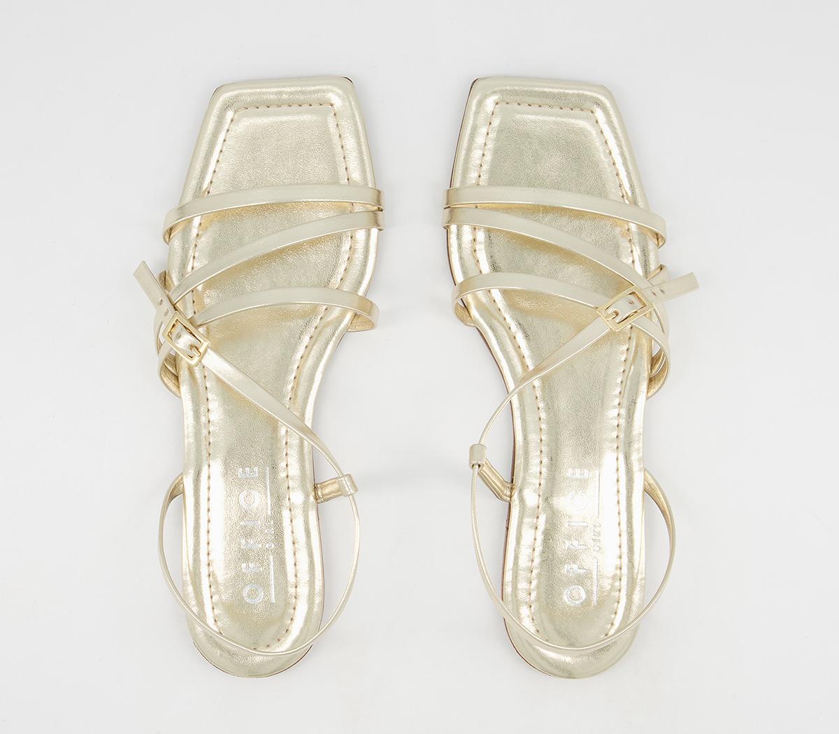 Office Setting Square Toe Strappy Sandals Office Setting Square Toe Strappy Sandals Gold