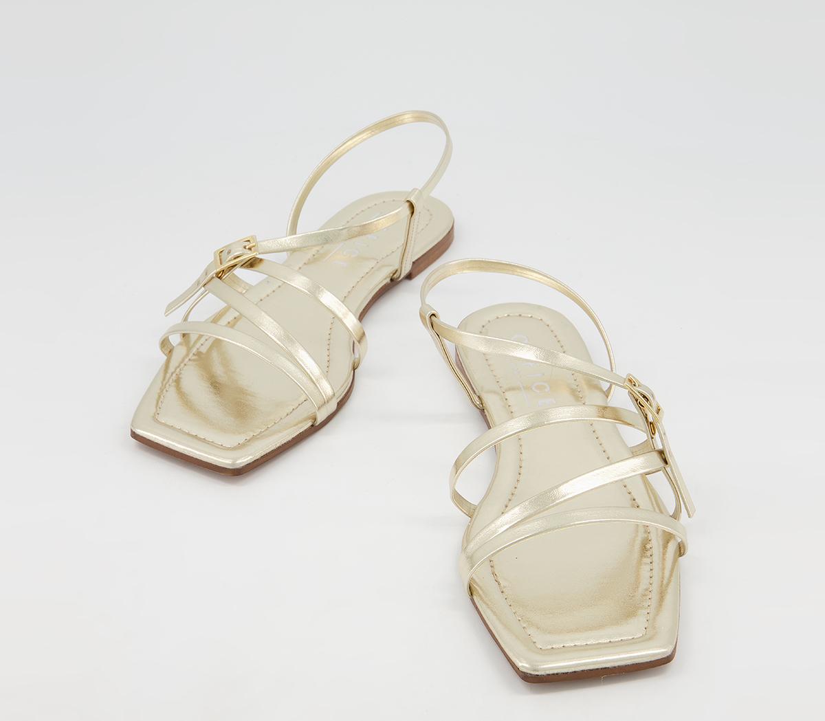 Office Setting Square Toe Strappy Sandals Office Setting Square Toe Strappy Sandals Gold