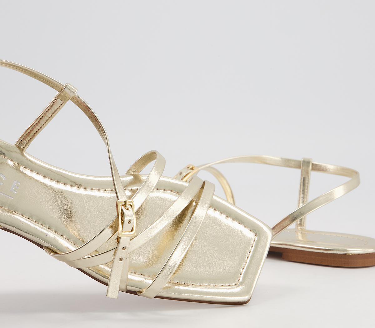 Office Setting Square Toe Strappy Sandals Office Setting Square Toe Strappy Sandals Gold
