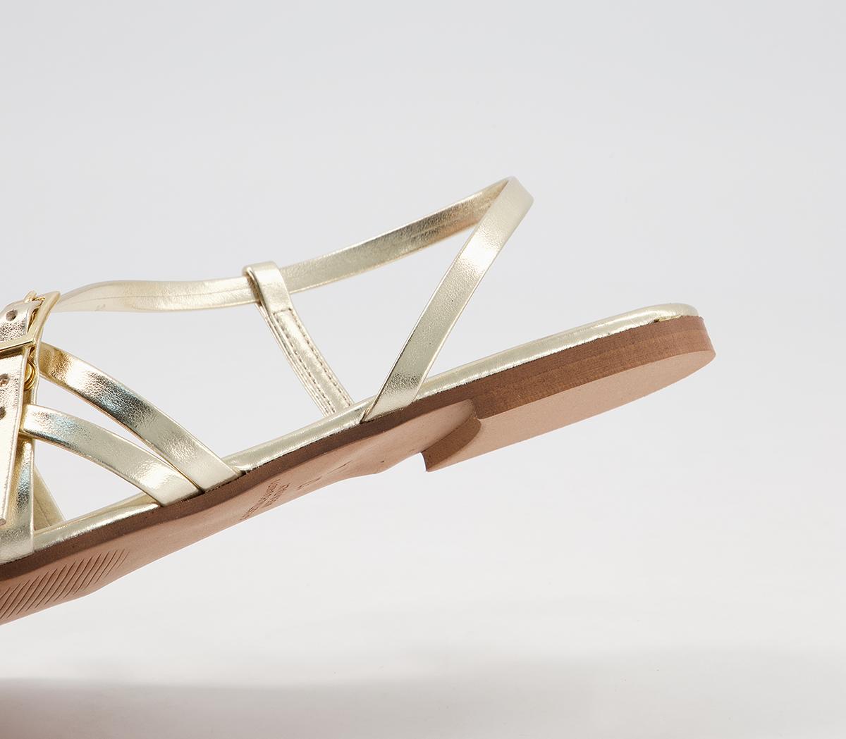 Office Setting Square Toe Strappy Sandals Office Setting Square Toe Strappy Sandals Gold
