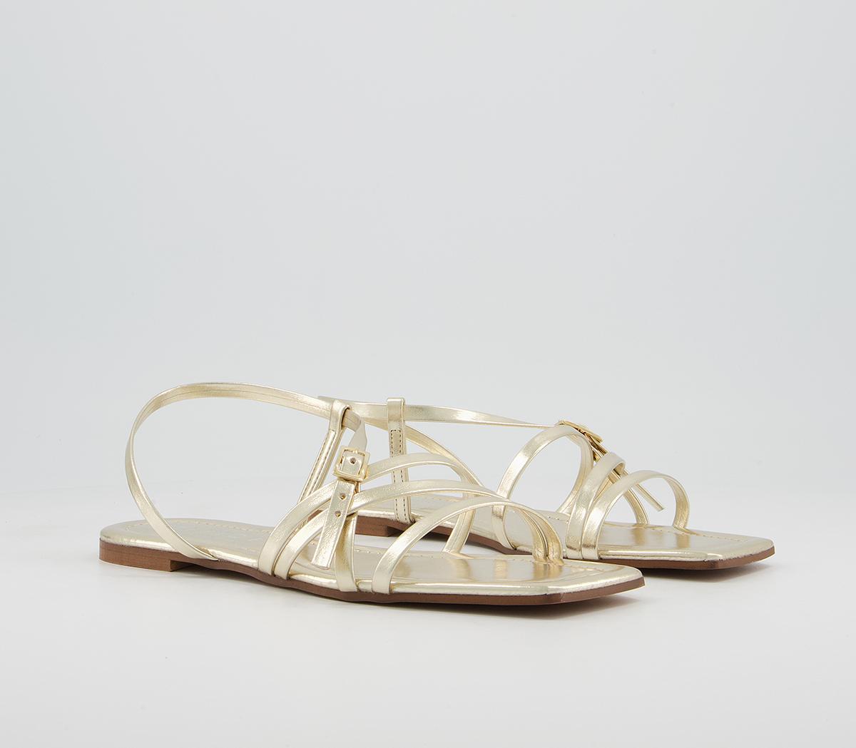 Office Setting Square Toe Strappy Sandals Office Setting Square Toe Strappy Sandals Gold