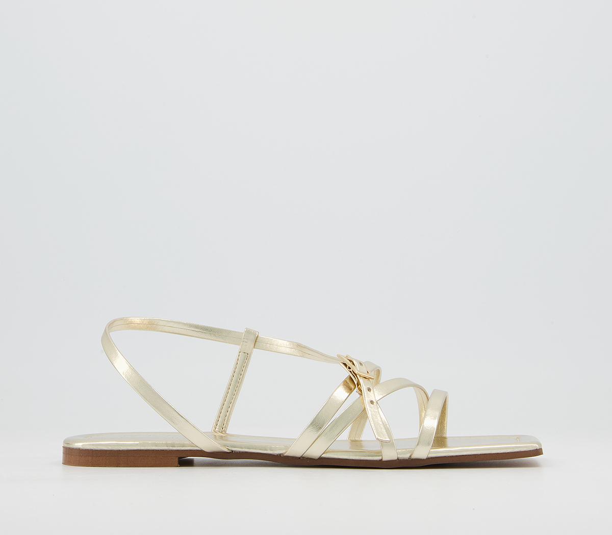 Office Setting Square Toe Strappy Sandals Office Setting Square Toe Strappy Sandals Gold