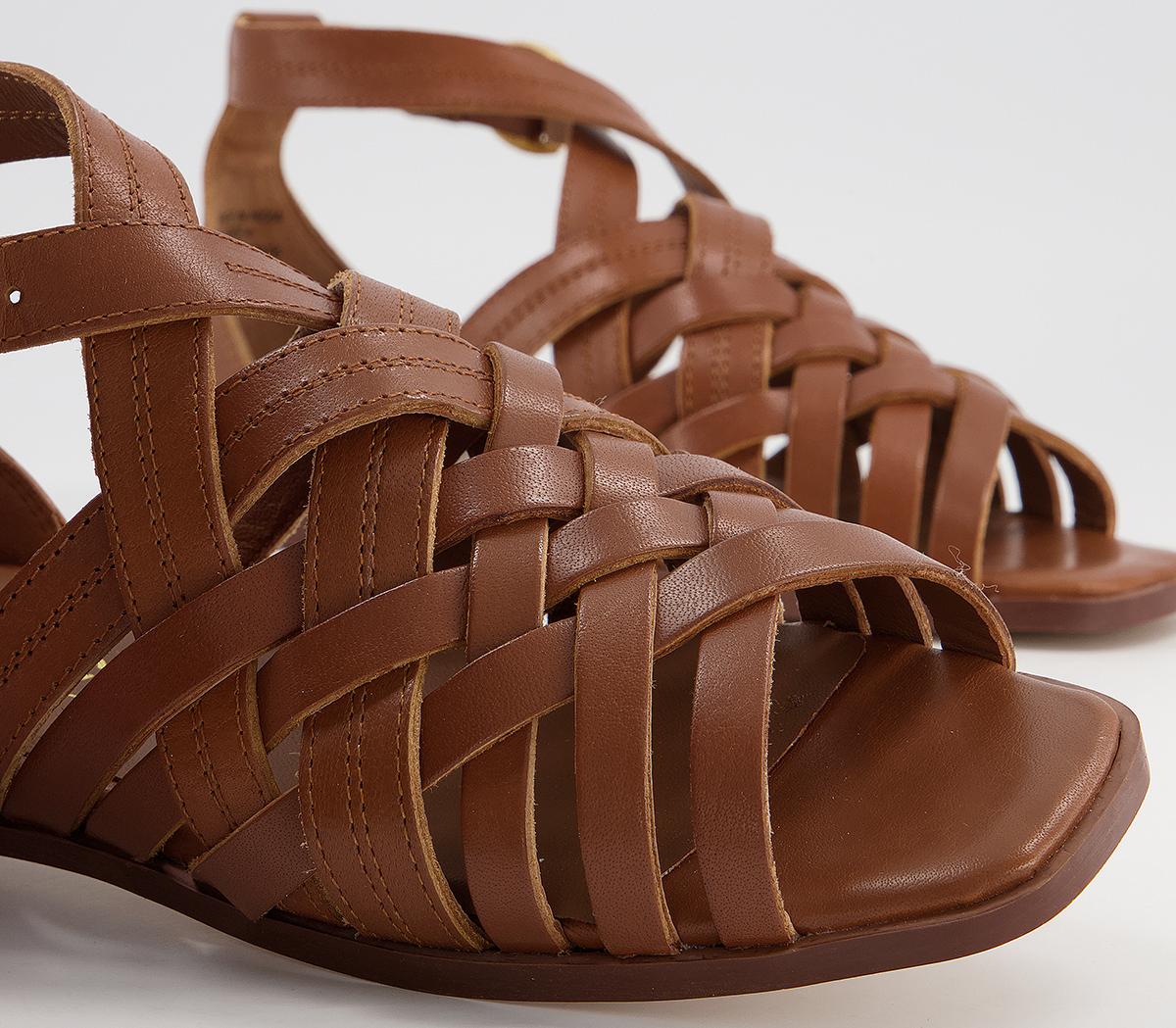OFFICE Sabina Woven Cross Strap Sandals Tan Leather - Women's Sandals