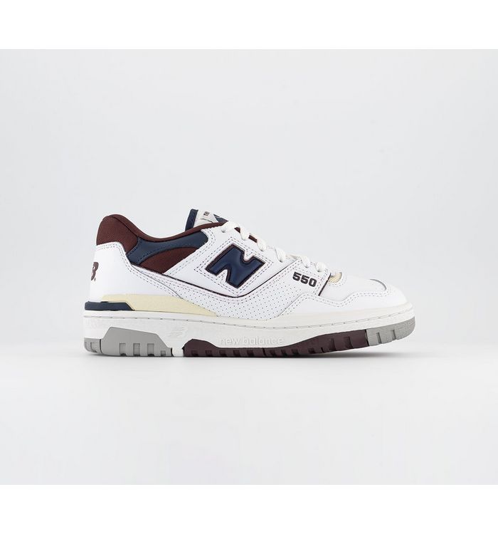 New Balance Bb550 Trainers White Navy Burgundy Leather