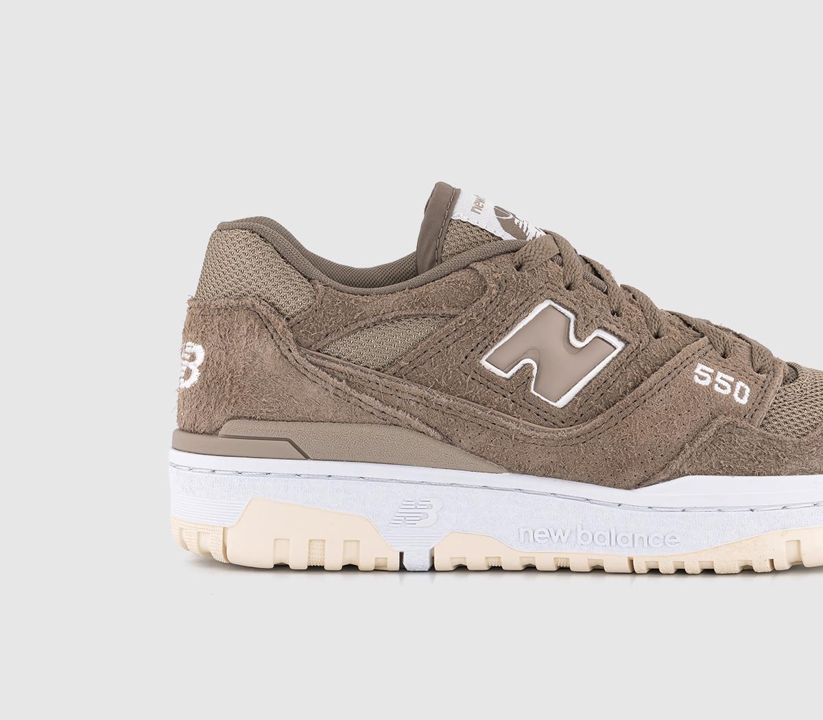 New Balance BB550 Trainers Mushroom Brown White - Unisex Sports