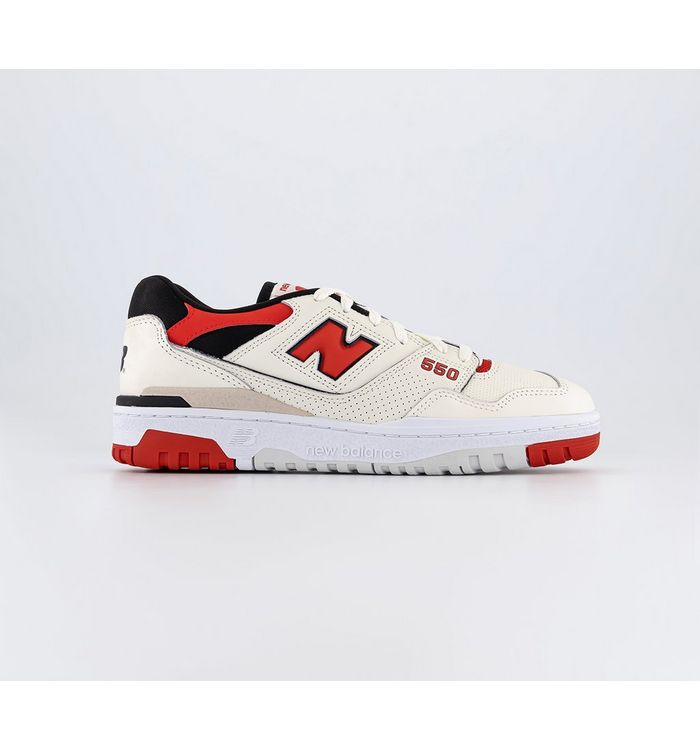 New Balance Bb550 Trainers Red White Off White Leather