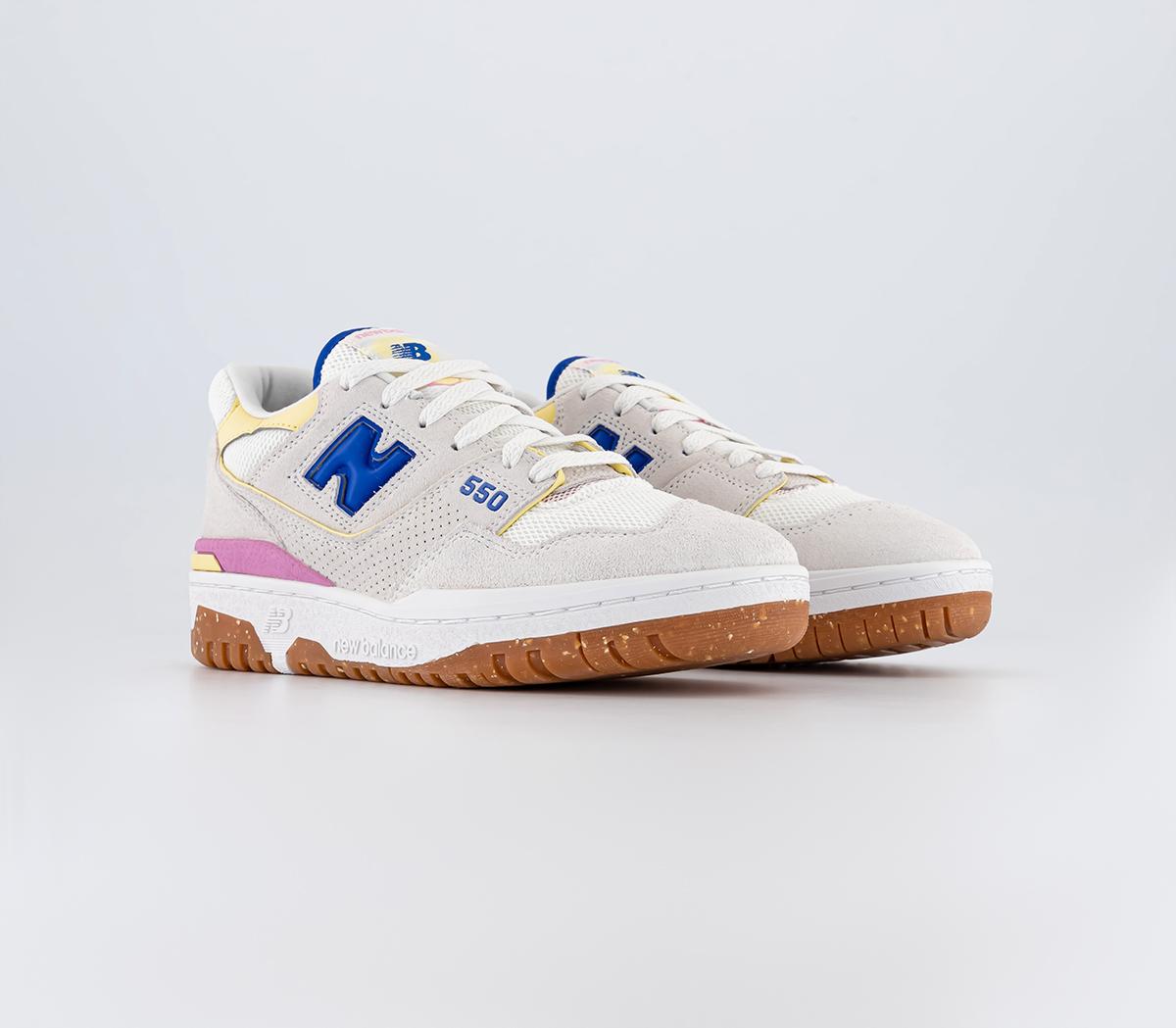 New Balance BB550 Trainers Cream Navy Yellow Pink White Gum Women's